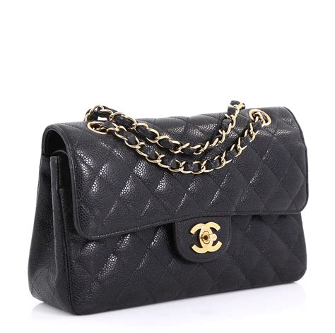 Chanel Vintage Classic Double Flap Bag Quilted Caviar Small At 1stdibs