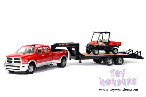 Case Ih Ram 3500 Pickup Truck In Red With Gooseneck Trailer And Scout