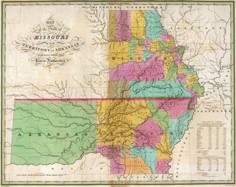 Missouri State And Arkansas Territory 1826 By Finley Historic Map Reprint