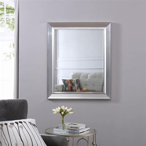 Framed Bevel Wall Mirror Silver 36 X 30 By Naomi Home