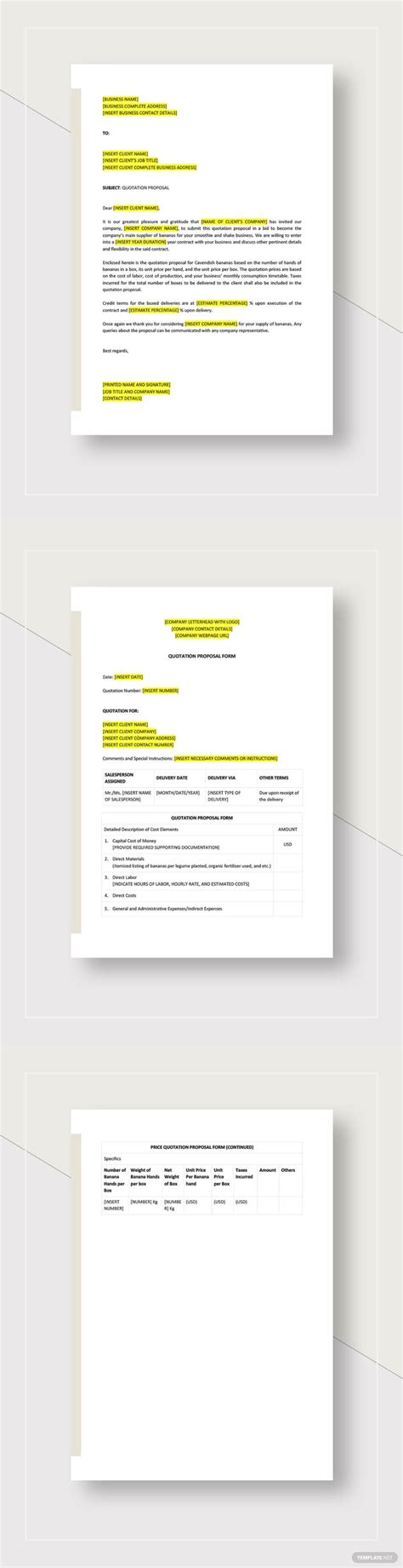 Quotation Proposal Template Free