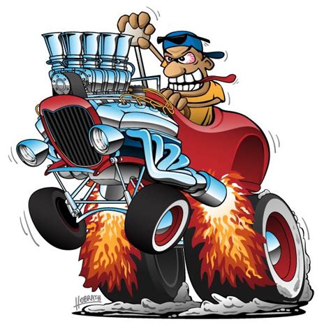 Highboy Hot Rod Race Car Cartoon Vector Illustration Car Cartoon Hot
