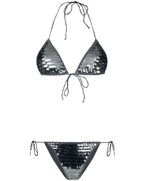 Oséree Grey Sequined Microkini Set In Grey Lyst