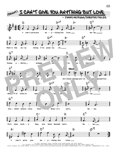 Dorothy Fields I Cant Give You Anything But Love Arr Robert Rawlins Sheet Music Notes
