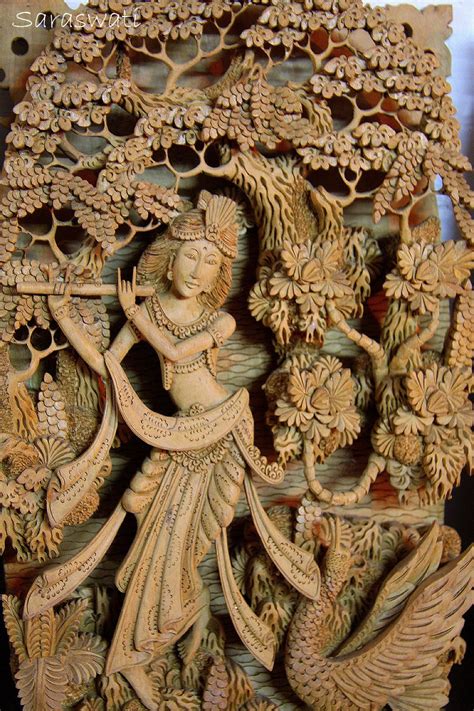 Saraswati Woodcarving Mas Bali Jas 1997 Wood Carving Art