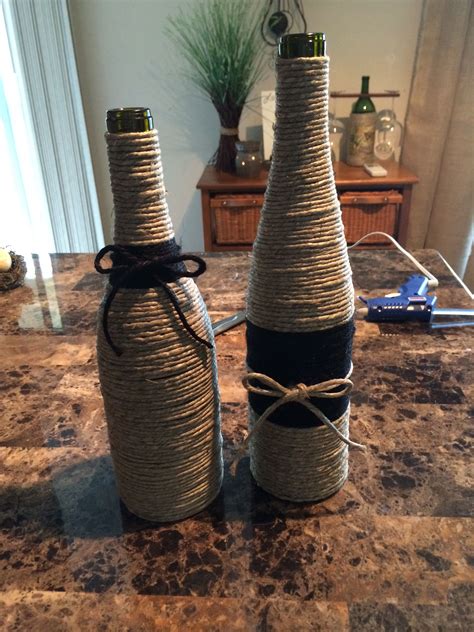 Black And Hemp Twine Wrapped Wine Bottles Wrapped Wine Bottles
