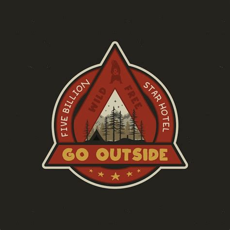 Premium Vector Hand Drawn Adventure Logo With Camp Tent Mountains