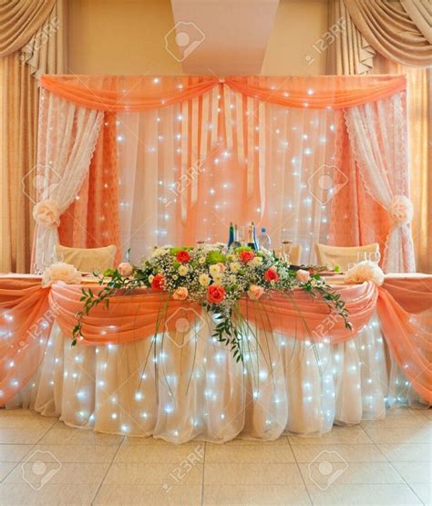 Peach Wedding Decor | Peach wedding decorations, White wedding