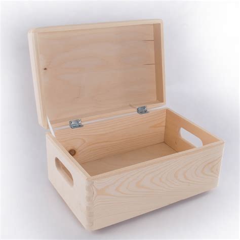 Large Wooden Storage Box With Lid And Handlespinewood Toy Chest