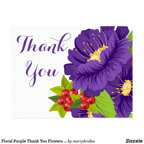 Floral Purple Thank You Flowers Wedding Party Postcard