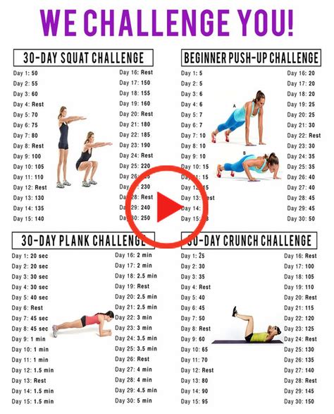 30 Day Squat Push Up Plank Crunch Challenge Crunch Challenge 30