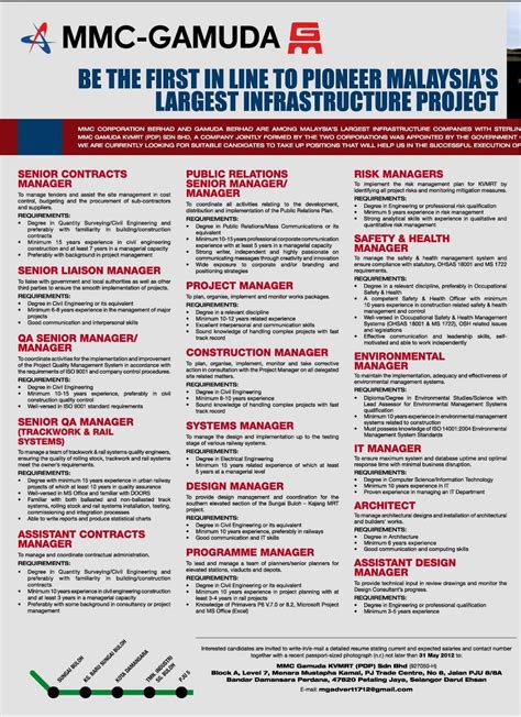 Search for the latest cove, or jobs on careerjet, the employment search engine. Jobs Vacancy At MMC-GAMUDA Terkini