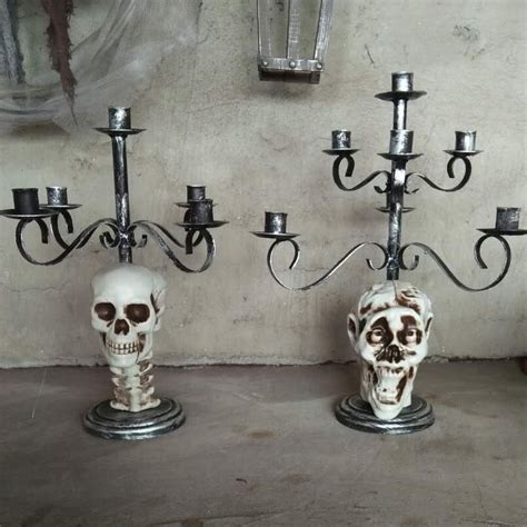Halloween Metal Skull Candle Holder For Horror Halloween Decoration