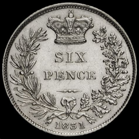1831 William Iv Milled Silver Sixpence Ef