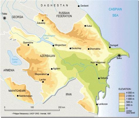 Visualización de datos en el mapa de azerbaiyán. Azerbaijan Map Topo • Mapsof.net