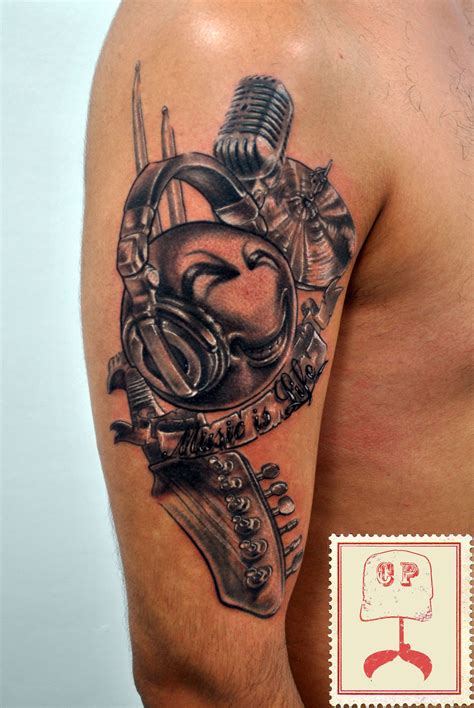 Soundwave tattoos are seriously impressive feats that transform your. #music #headphone #smiley #mic #drum #guitar #rock #ribbon ...