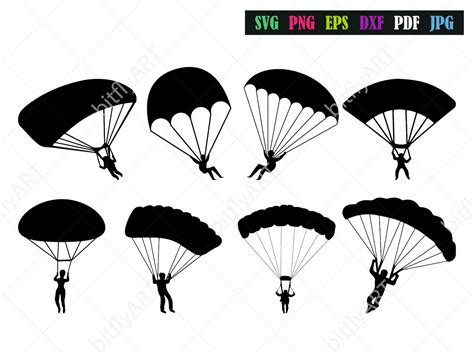 Parachute Svg Bundle Silhouette Military Parachute Svg Png Etsy