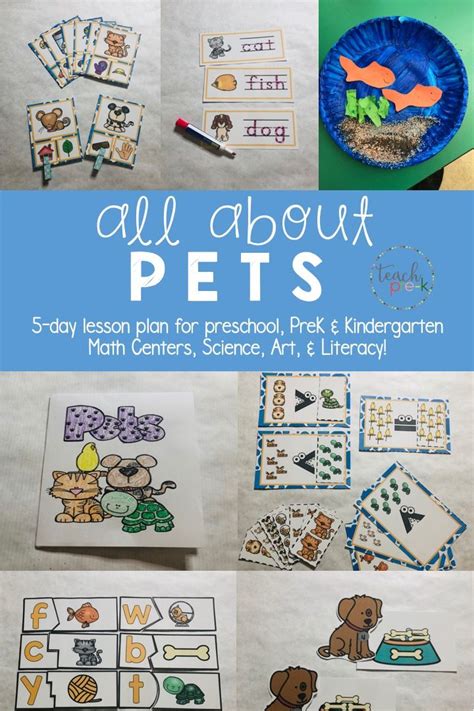 All About Pets 5-Day Lesson Plan for Preschool, PreK, K & Homeschool