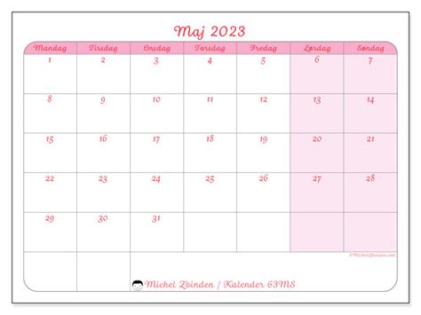 Kalender Maj 2023 Til Print “63ms” Michel Zbinden Da