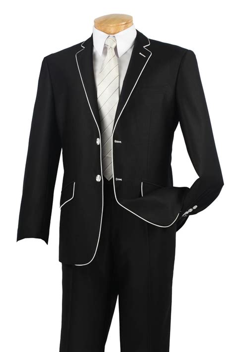 Black Suit Style With White Piping Trim Great Option For Weddings