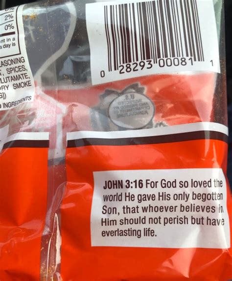 My Bag Of Pork Rinds Has A Bible Verse On The Back Rmildlyinteresting