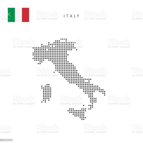 Mappa A Punti Quadrati Dellitalia Mappa Pixel Punteggiata Italiana Con