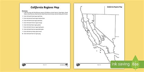 California Regions Map Activity Teacher Made Twinkl