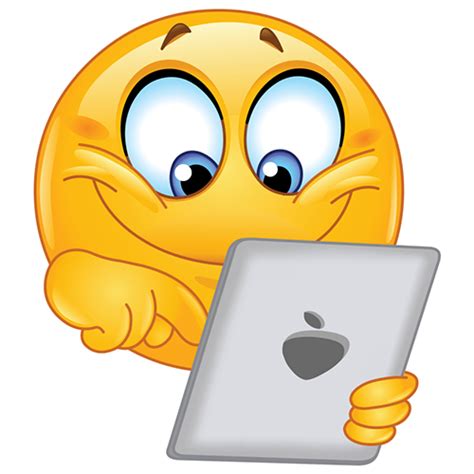 Smiley Using A Tablet Pc Facebook Symbols And Chat Emoticons