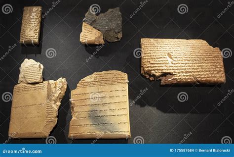 london united kingdom ancient assyria clay tablets with mesopotamian cuneiform writing from