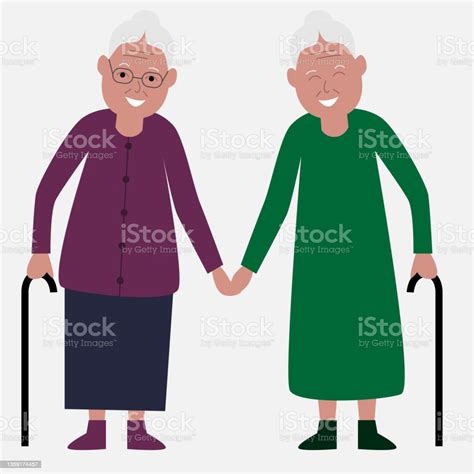 a happy couple of older lesbian women stock illustration download image now senior women