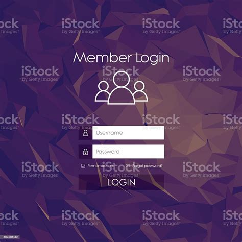 Login Form Menu With Simple Line Icons Low Poly Background Stock