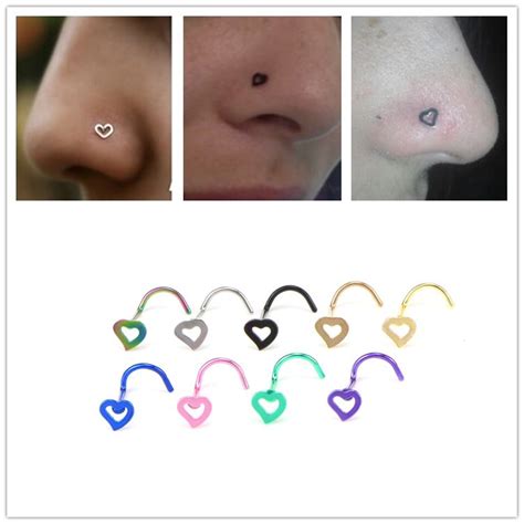 1pcs Vintage Body Piercing Jewelry Fashion Hollow Heart Shaped Nose