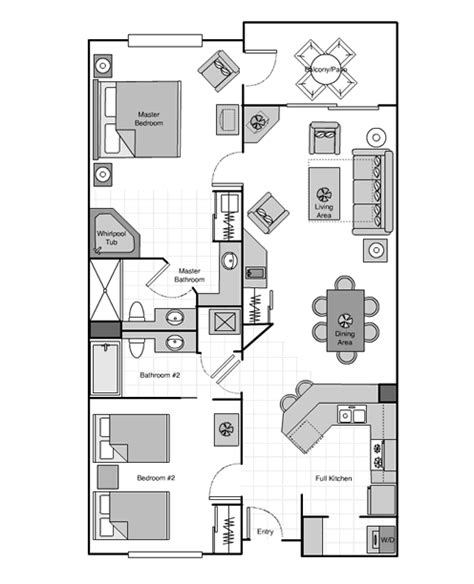 24/7 guest servicing, luxury amenities, internet access Sheraton Vistana Resort 2 Bedroom Villa Floor Plan ...