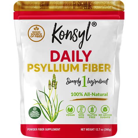 Konsyl Daily Psyllium Fiber All Natural Fiber Powder Supplement Just