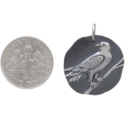 Sterling Silver Falcon Coin Pendant 25x22mm