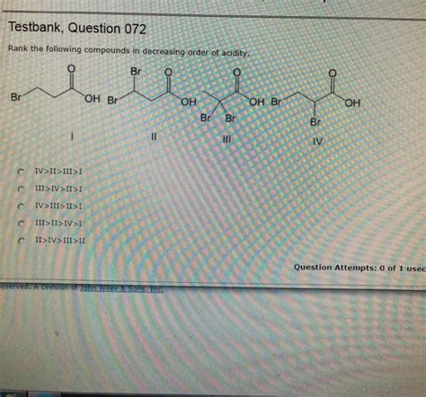 Solved Testbank Question 072 Rank The Following Compounds