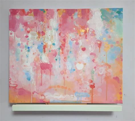 Pink And Gold Abstract Original Pink Painting On Canvas For Girls Room