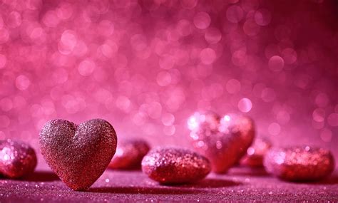 Download Glitter Pink Hearts Wallpaper