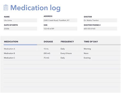 Excel Template Medication Schedule