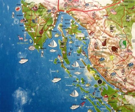 Increasingly popular as tourist destinations now, the islands rest. Tourists Map of Kvarner with Pag island - Croatia - The ...