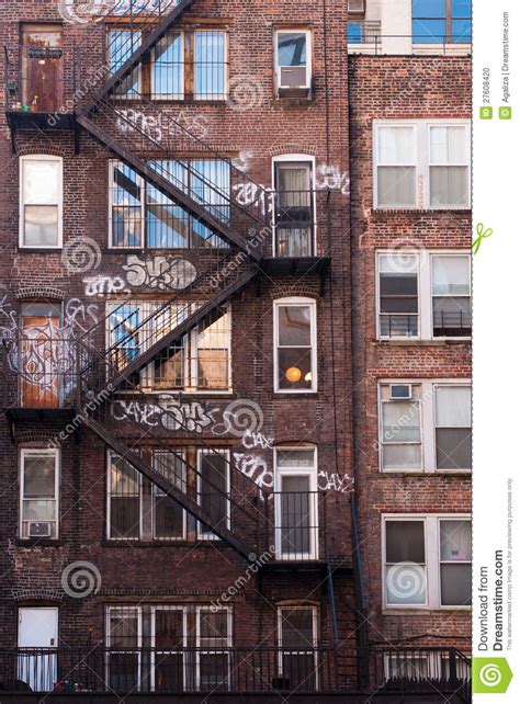 New York City Brick Apartment Building Stock Photo Image