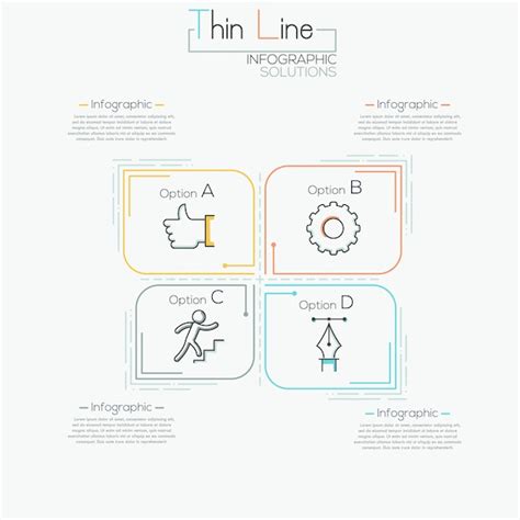 Premium Vector Thin Line Minimal Infographics Template For 4 Options