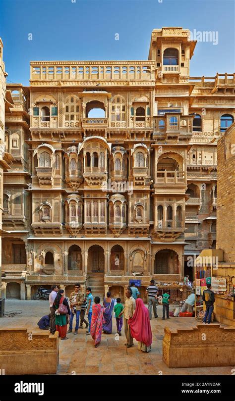 Facade Of Beautiful Ornated Patwon Ki Haveli Jaisalmer Rajasthan