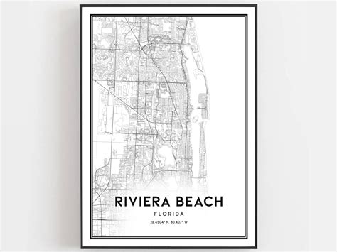 Riviera Beach Map Print Riviera Beach Map Poster Wall Art Fl Etsy
