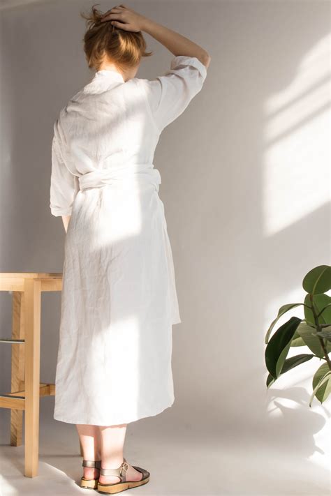 White Linen Dress Linen Maxi Dresss With Belt And Pockets Etsy