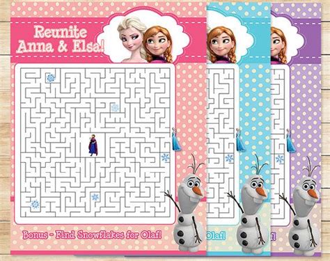 Printable Frozen Maze Activity Sheet 3 Colors Polka Dots Frozen Maze