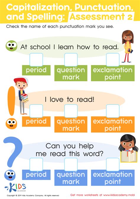 Capitalization Punctuation Spelling Assessment 2 Worksheet For Kids
