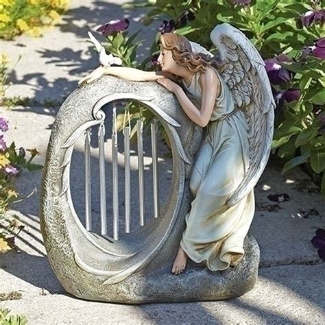 Roman 1075 Angel W Chimes Garden Statuary Sculpture