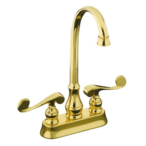 Kohler polished brass kitchen faucet. KOHLER Revival Vibrant Polished Brass 2-handle Deck Mount ...