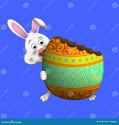 Easter Bunny Eating Easter Egg Stock Photo Illustration Of Giant
